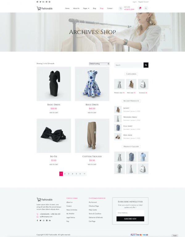 Fashionable Shop Page