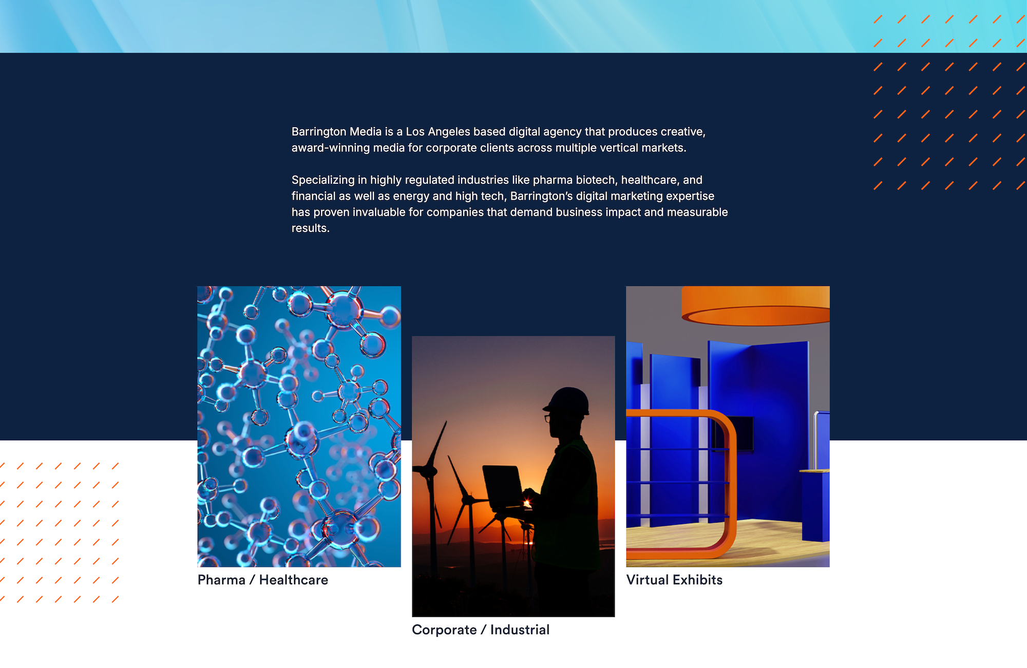 Website homepage middle