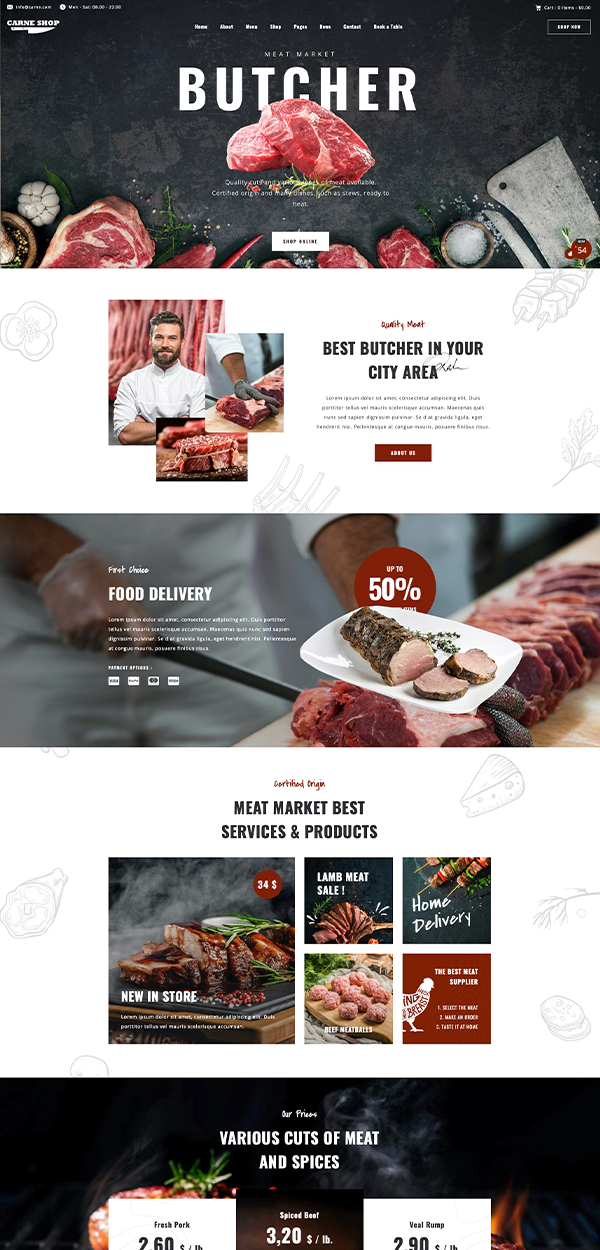 Butcher website design
