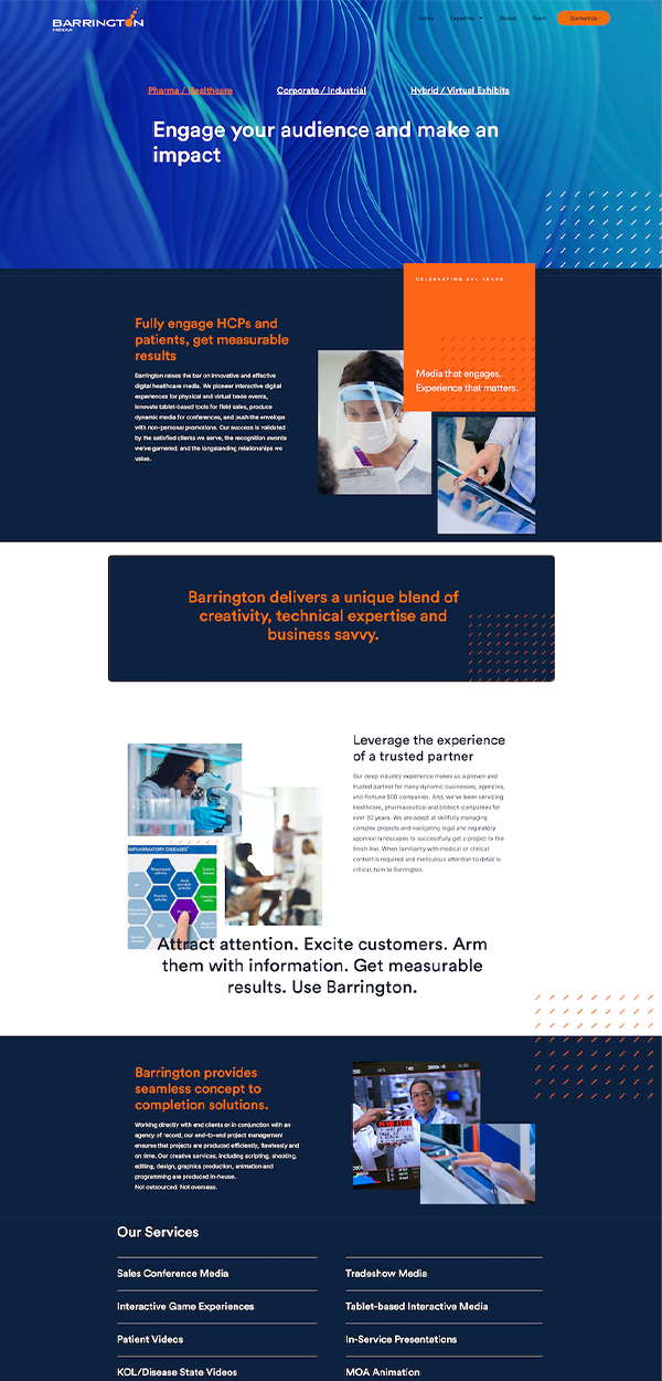 Barrington Media creative production agency website pharmacy and healthcare page