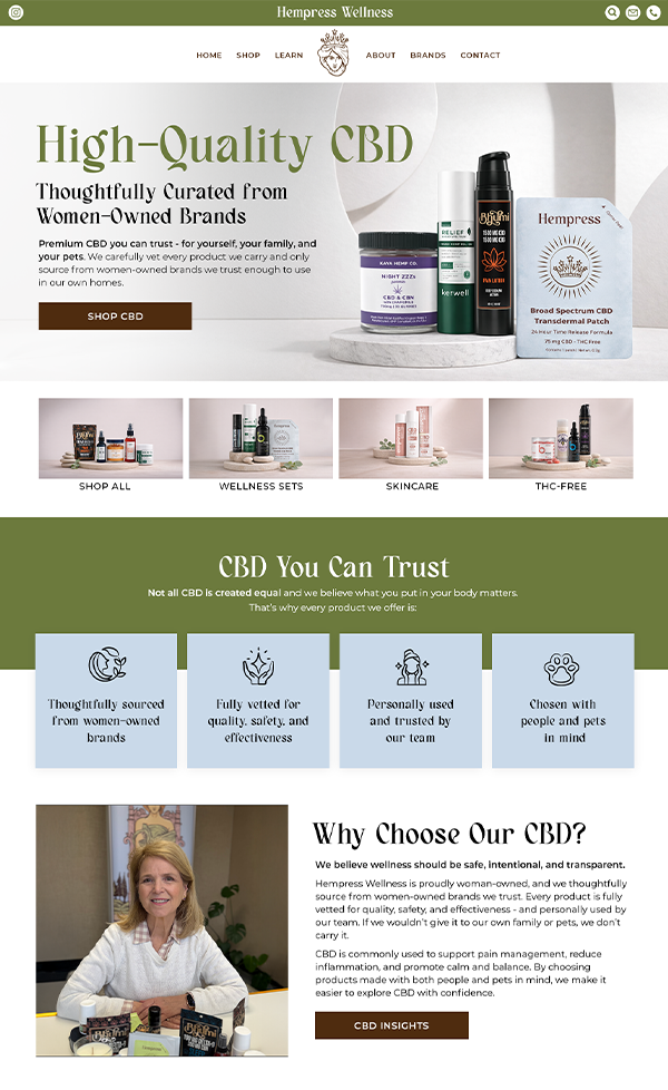 Hempress Wellness CBD oils website design