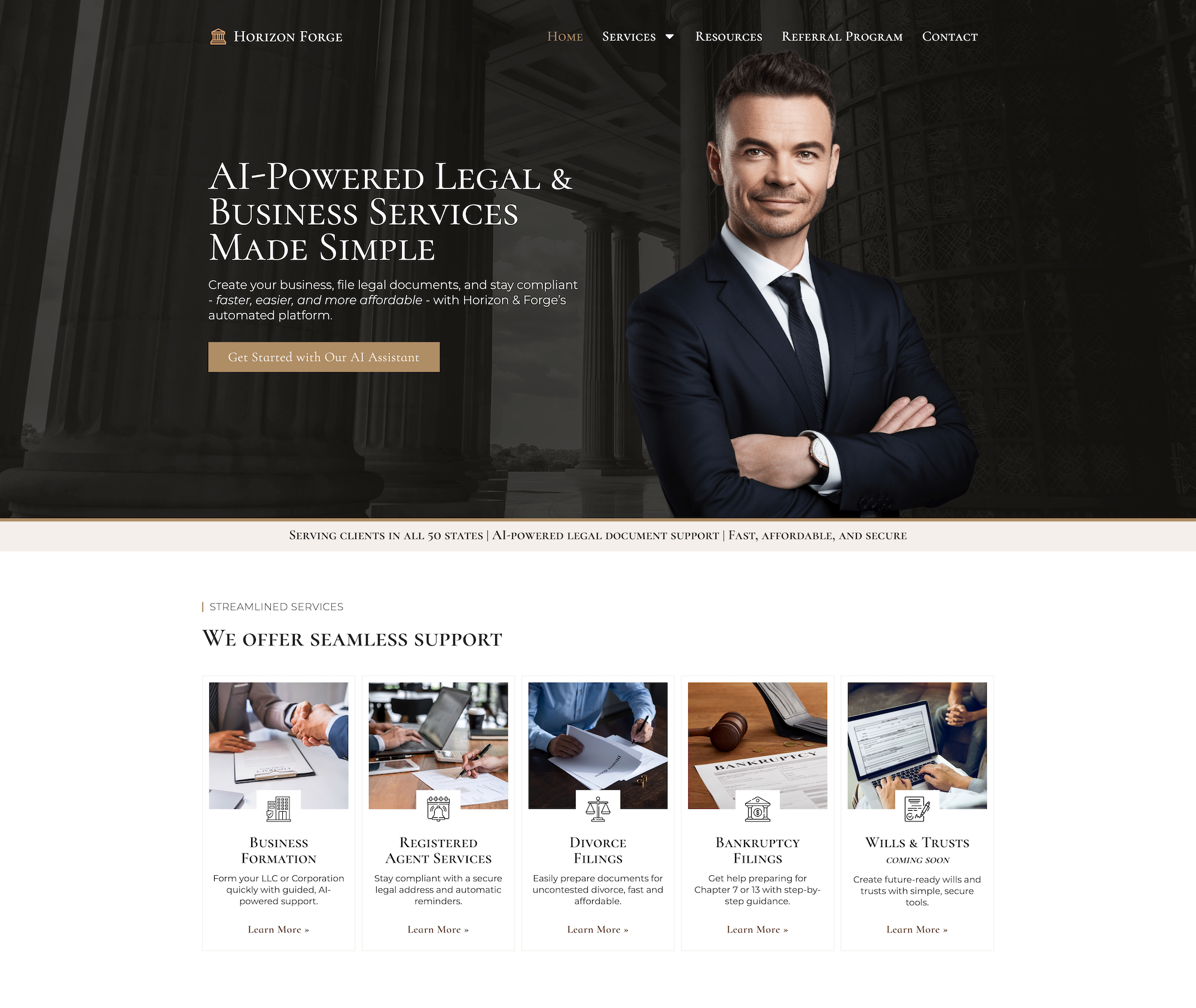 Website homepage top