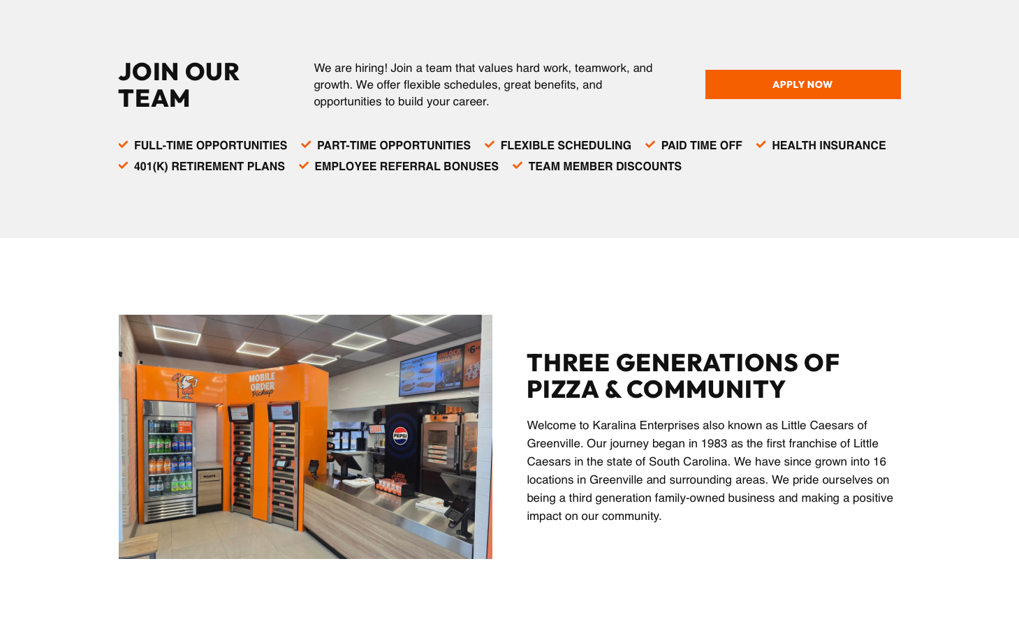Little Caesars website homepage middle