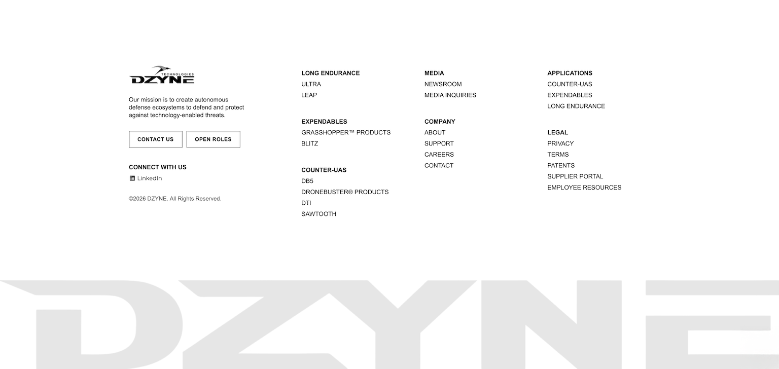Website homepage footer