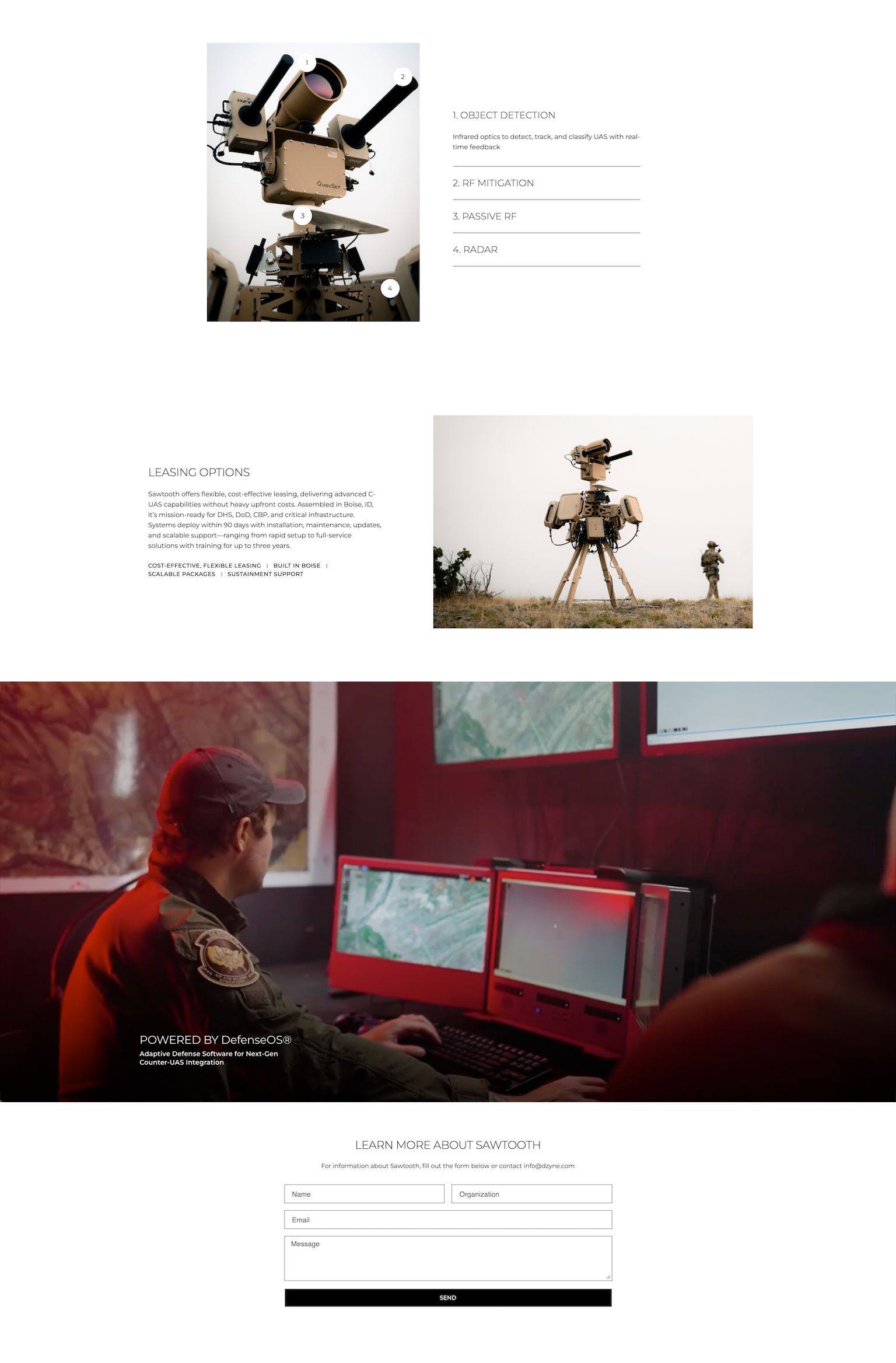 Website homepage lower section