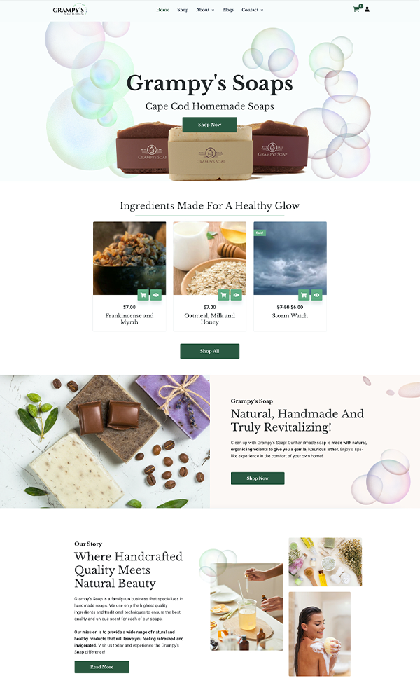 Grampys handmade soaps in cape cod website design