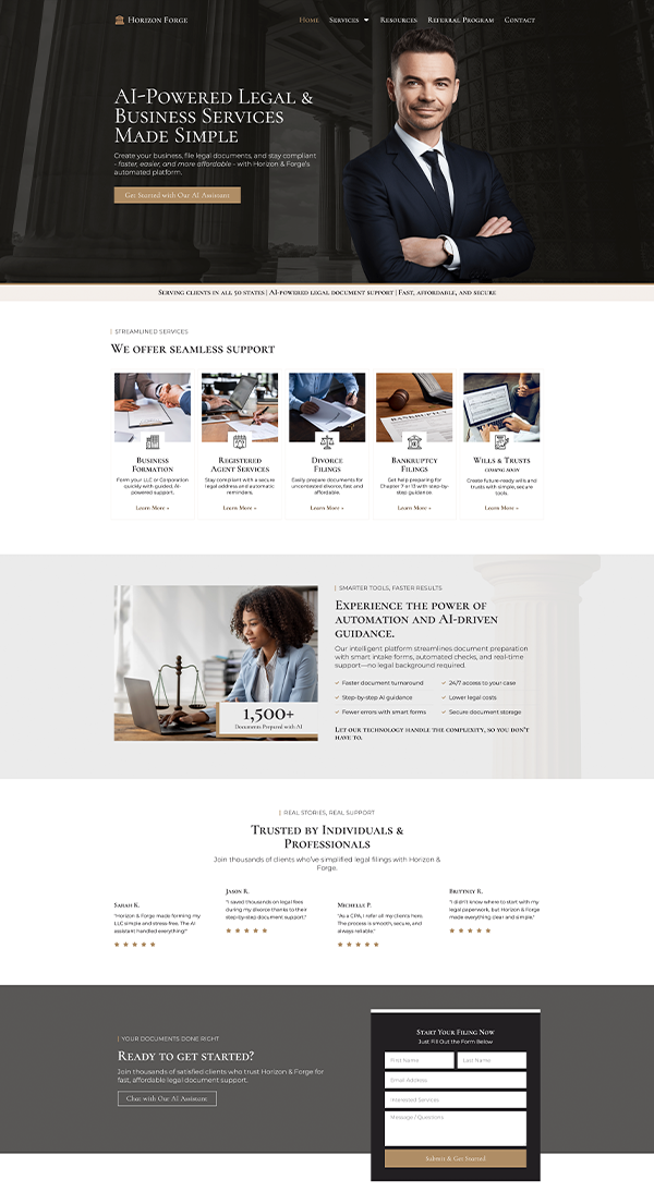 Horizon Forge legal services website design